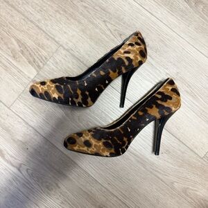 AUTH Balenciaga Paris Ponyhide Sz 38 IT/ Hair Animal Print Slip On Pumps